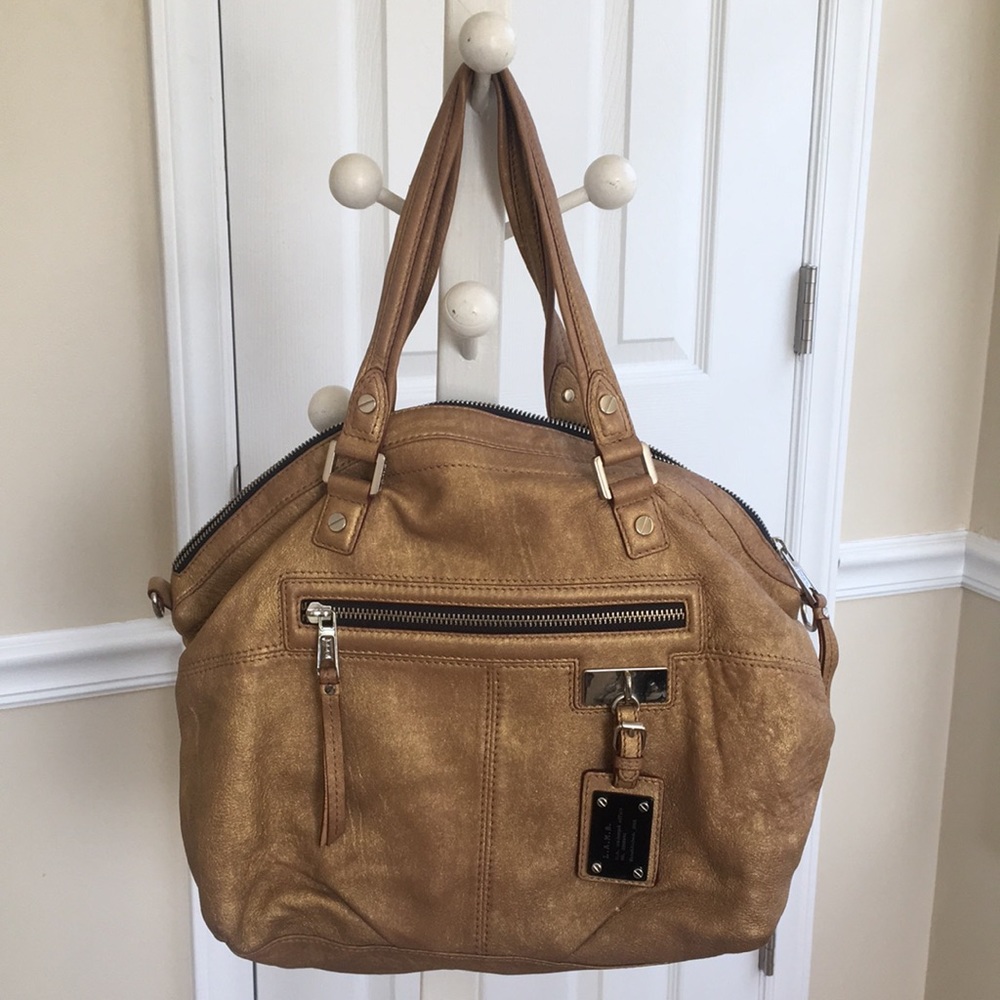 L.A.M.B metallic gold hobo bag